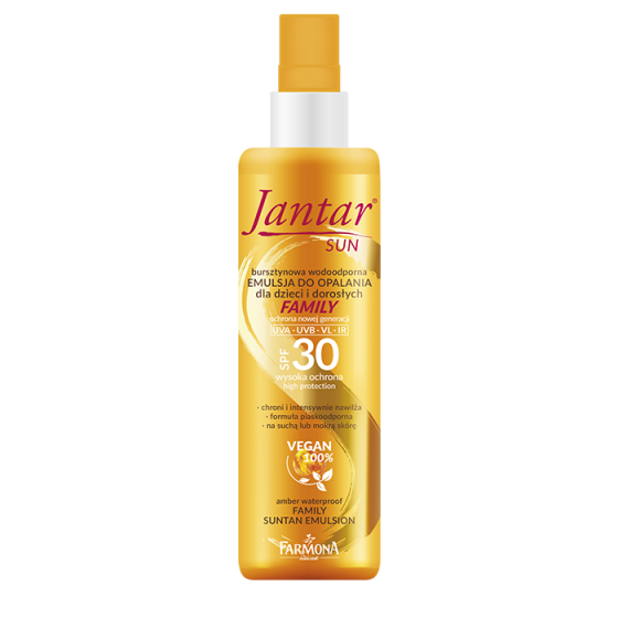 J.SUN amber waterproof family suntan emulsion SPF30, 200 ml.